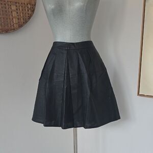 Harve Bernard | Faux Leather Pleated Skirt